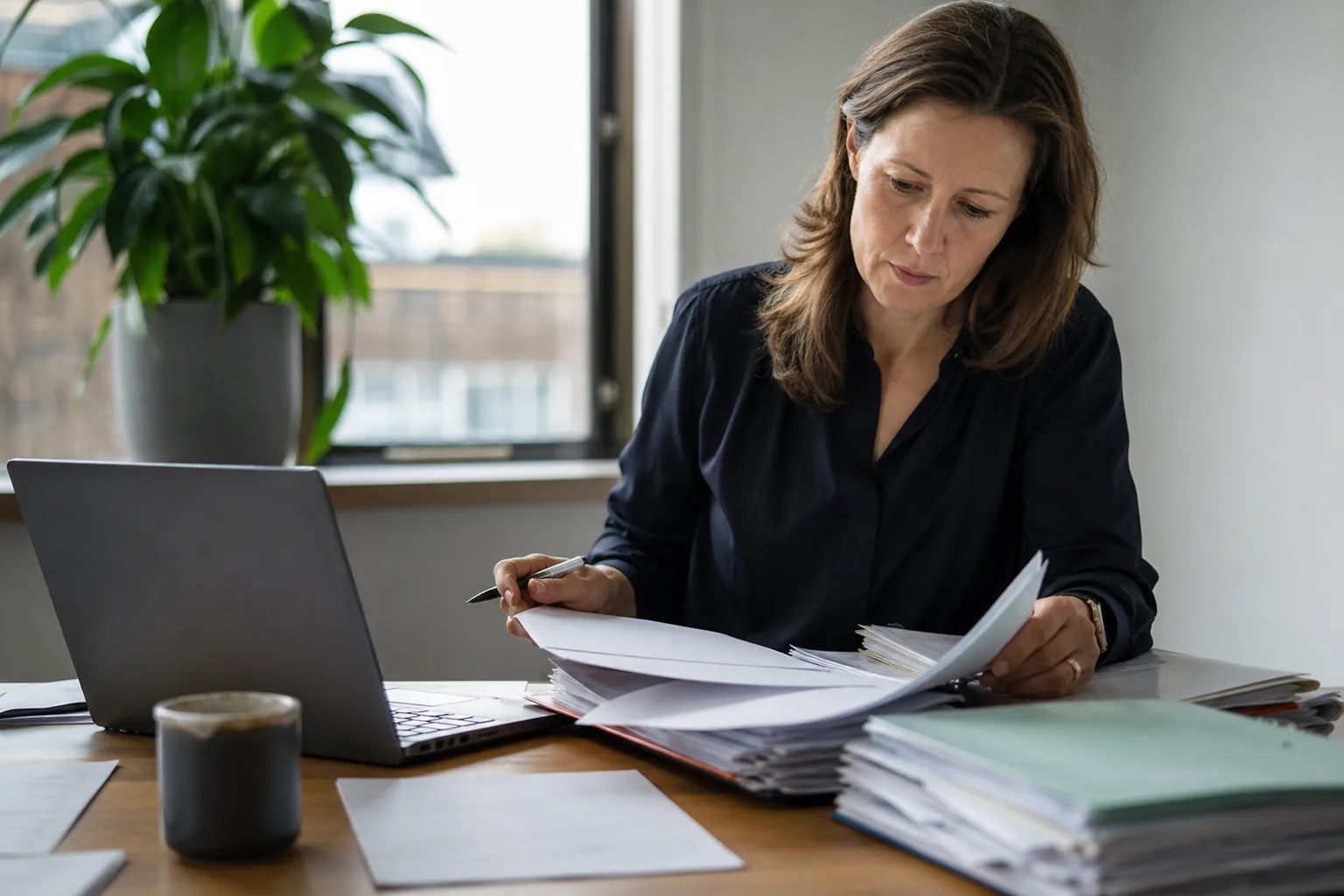 Administratief werk op een klein Nederlands kantoor. Beeld bij het artikel: In welke stappen leg je verspreid inhuurbeleid vast in een proces dat bewijs oplevert?